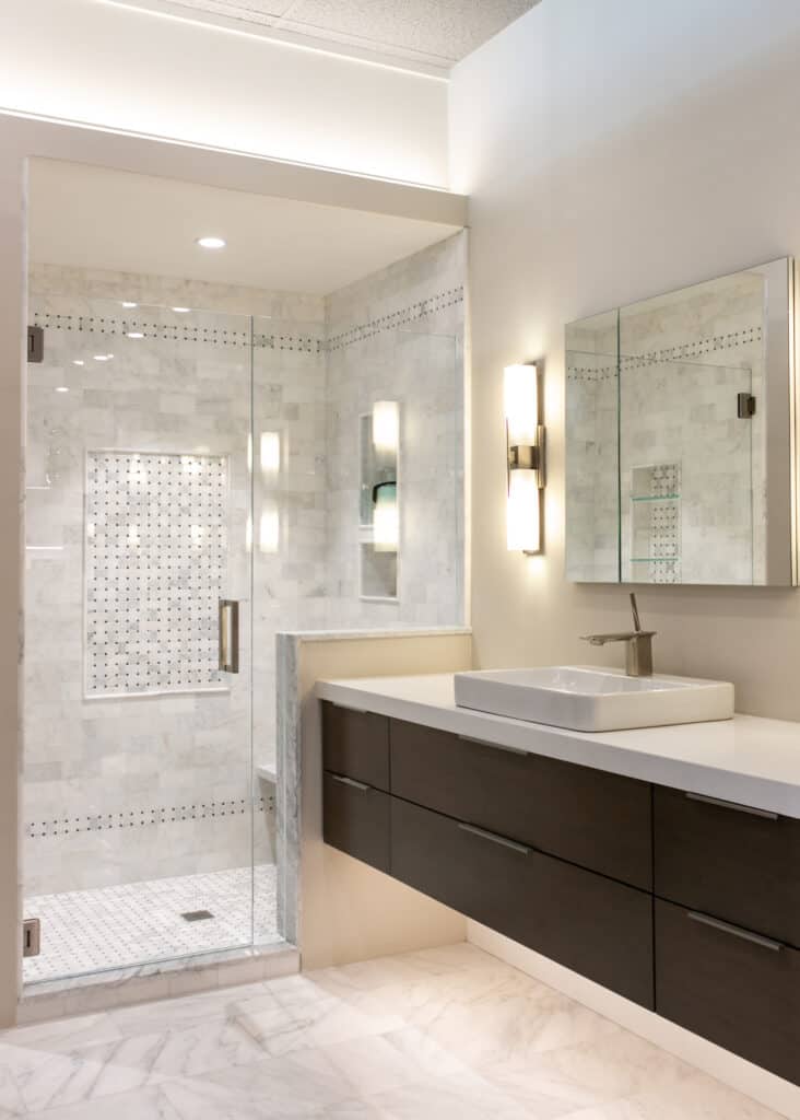 Bathroom Remodeling with Marble Flooring Santa Barbara