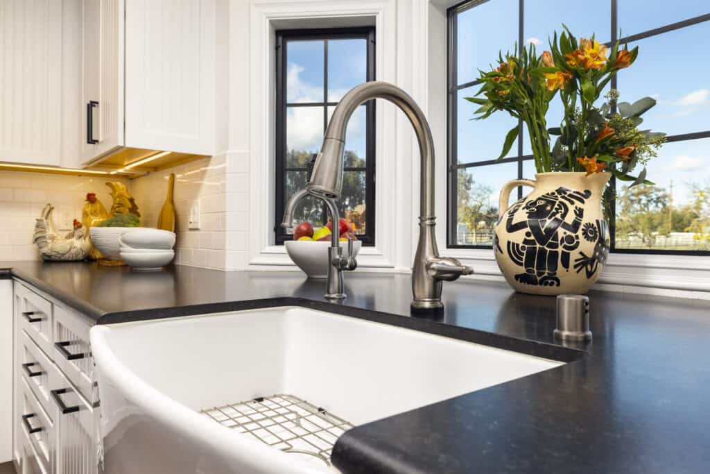 Santa Ynez Kitchen Remodel with Granite Countertops and Farmhouse Sink